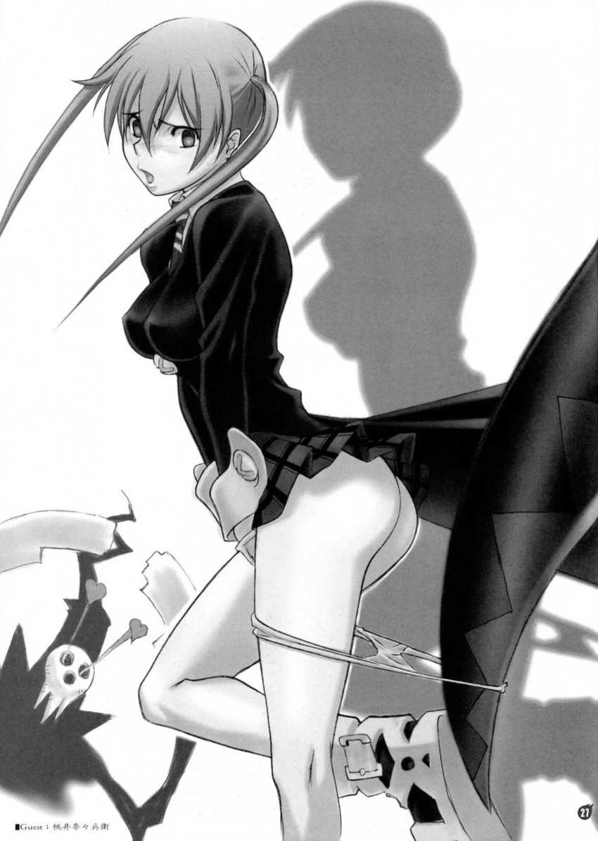 maka albarn and shinigami-sama (soul eater) drawn by momoi_nanabei