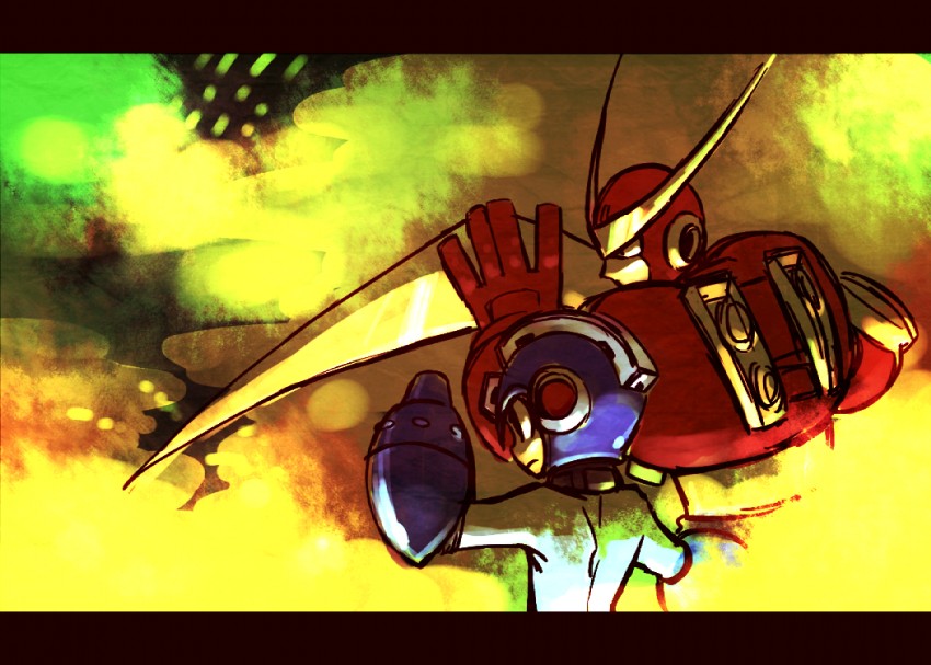 mega man and quick man (mega man and 1 more) drawn by ugumiso
