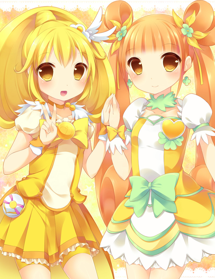 kise yayoi, cure peace, yotsuba alice, and cure rosetta (precure and 2 more) drawn by hazuki_(sutasuta)