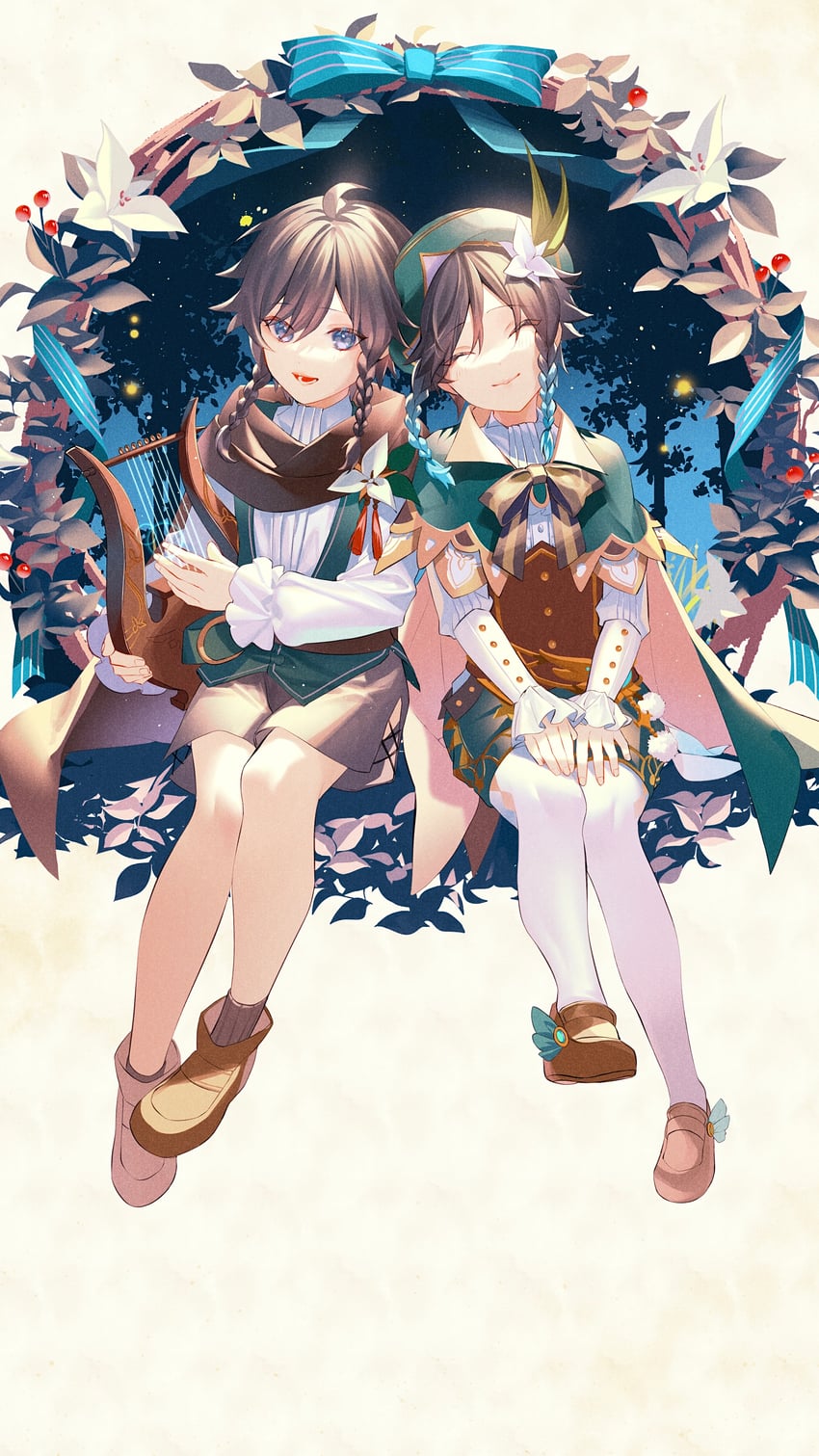 venti and nameless bard (genshin impact) drawn by sainome_(imveryfinethx)