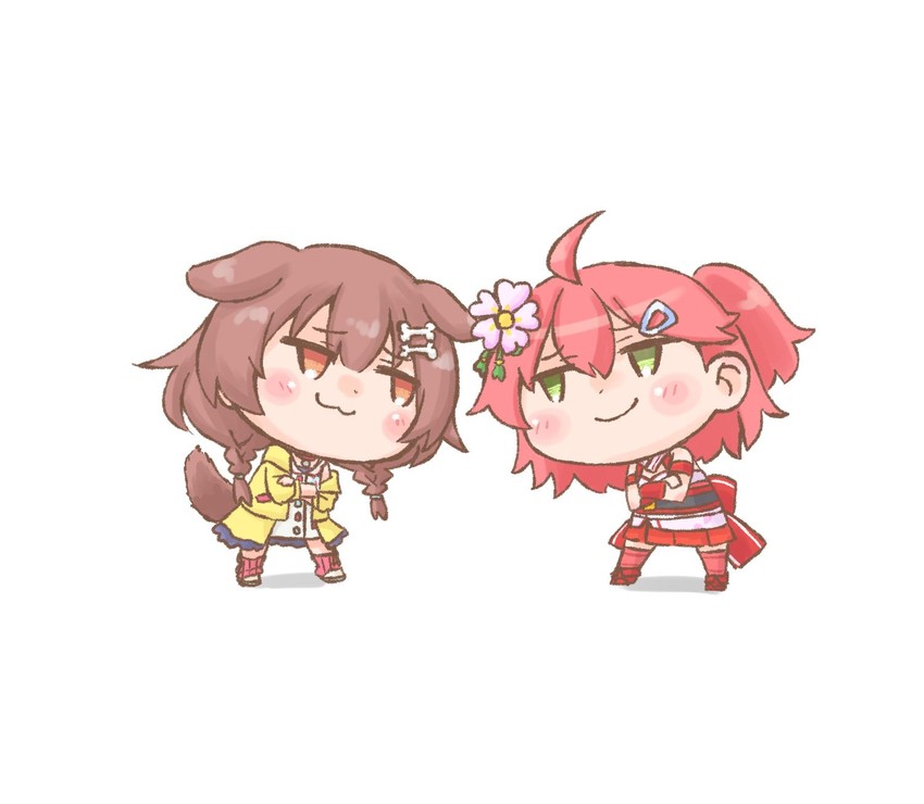 sakura miko and inugami korone (hololive) drawn by nekoyama