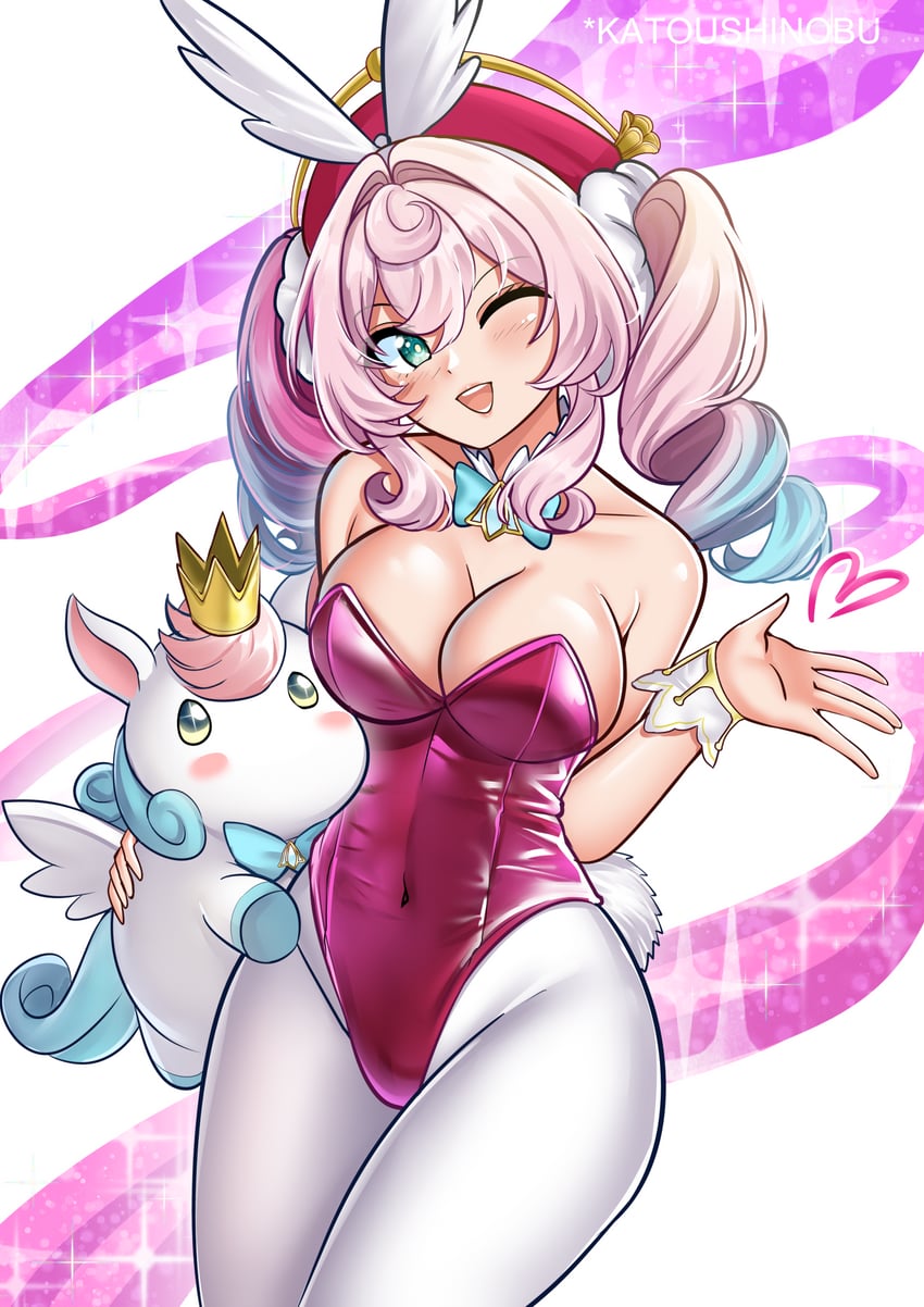 hyacine and little ica (honkai and 1 more) drawn by katou_shinobu