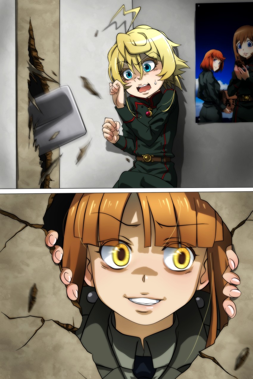 tanya degurechaff, viktoriya ivanovna serebryakov, and mary sue (youjo senki and 1 more) drawn by genya_(genya67)