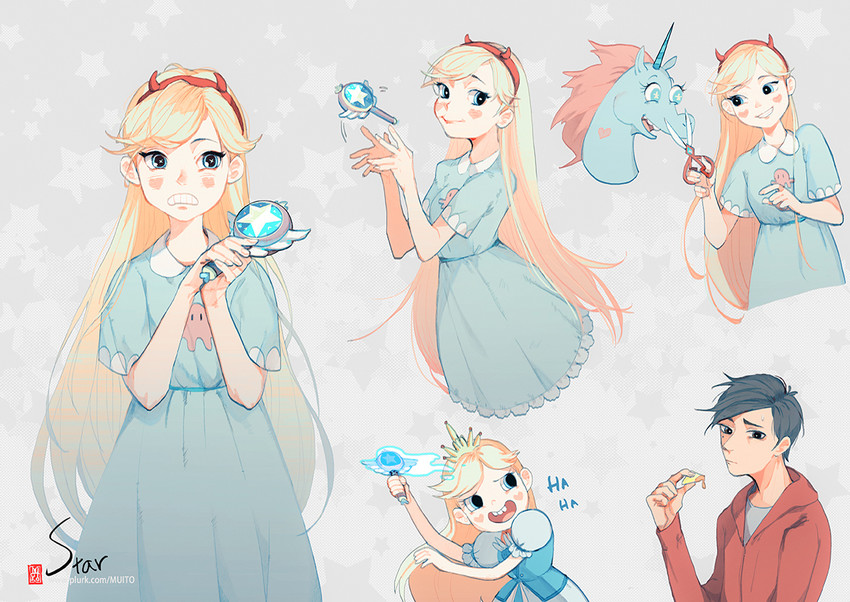 star butterfly, marco diaz, and princess pony head (star vs the forces of evil) drawn by muito