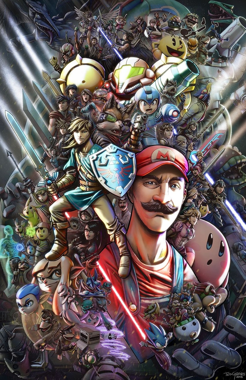 link, inkling player character, pikachu, princess zelda, inkling girl, and 85 more (pokemon and 39 more) drawn by ted_graves