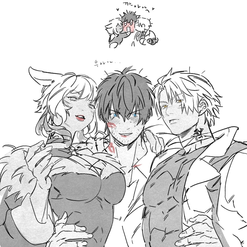 warrior of light, y'shtola rhul, and thancred waters (final fantasy and 1 more) drawn by montes4352