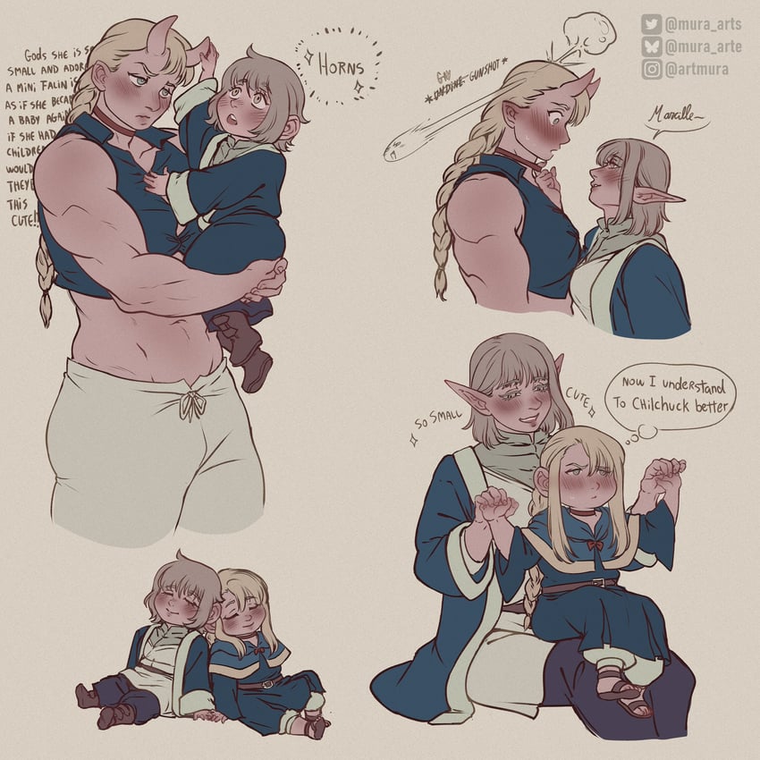 marcille donato and falin touden (dungeon meshi) drawn by murasaki-yuri