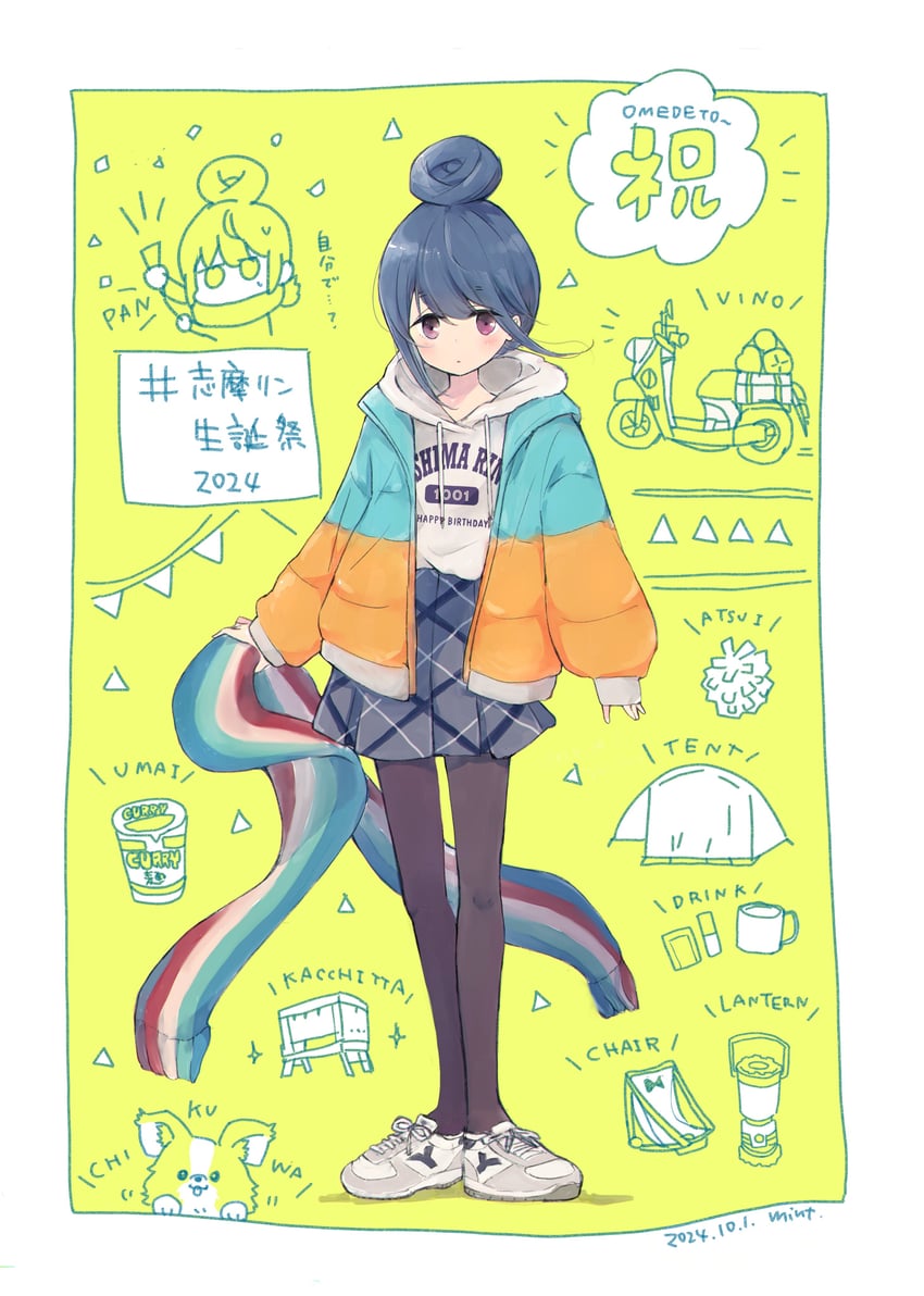 shima rin and chikuwa (yurucamp and 1 more) drawn by mint_(mintlemonade3)