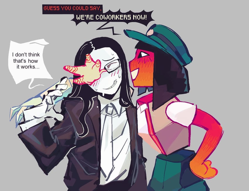 ena, coral glasses, and salesperson ena (ena and 1 more) drawn by time_woods