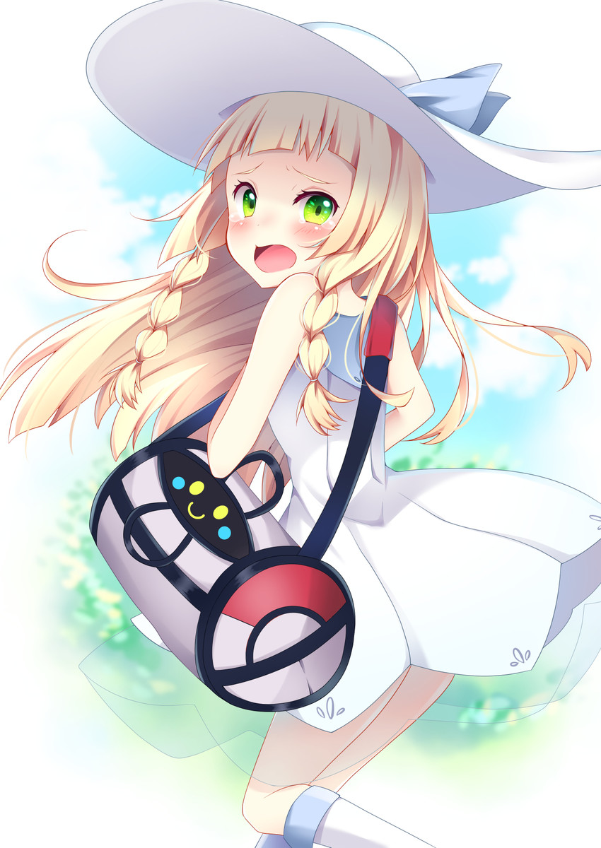 lillie and cosmog (pokemon and 1 more) drawn by miy@