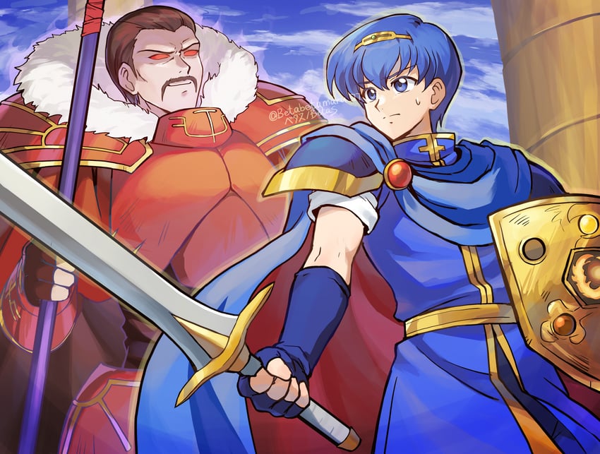marth and hardin (fire emblem and 1 more) drawn by betabetamaru