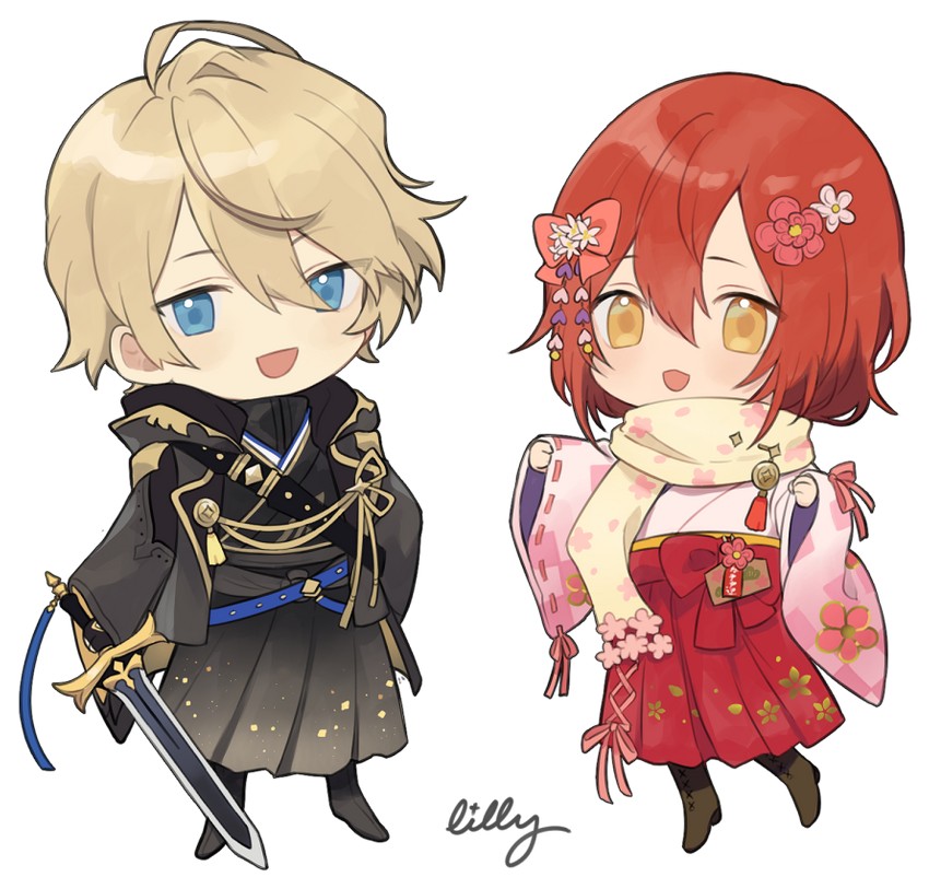 hanasaki miyabi and kishido temma (holostars) drawn by riri_zuran