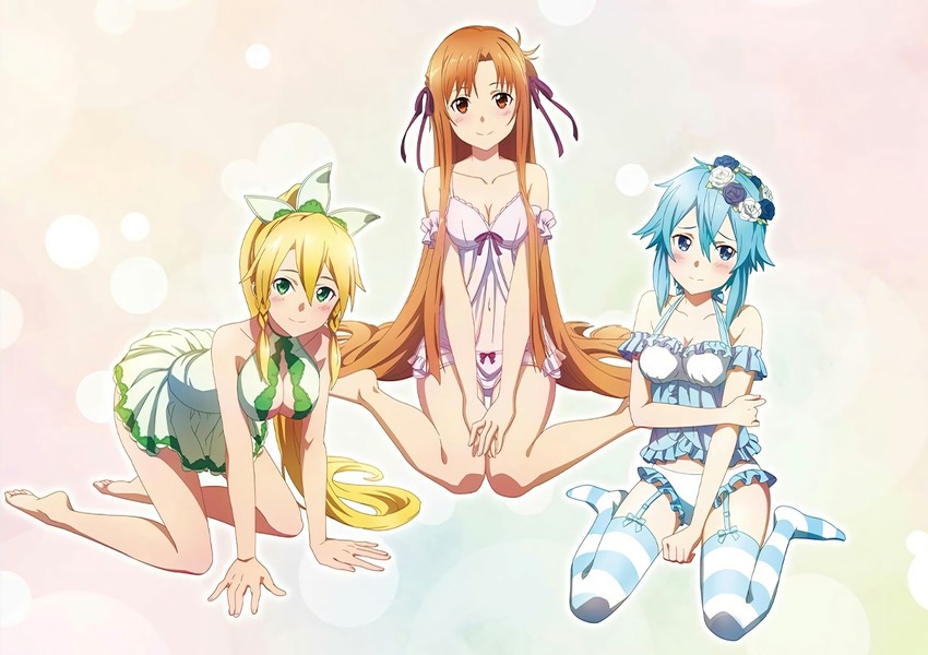 asuna, sinon, and leafa (sword art online and 2 more)
