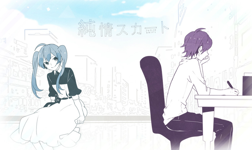 hatsune miku (vocaloid and 1 more) drawn by tama_(songe)