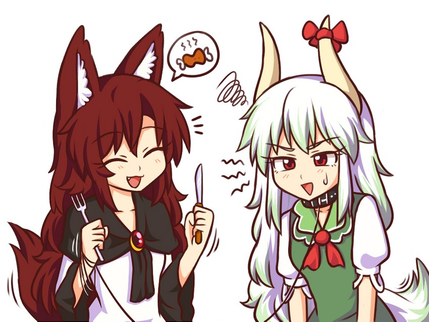 kamishirasawa keine, imaizumi kagerou, and ex-keine (touhou) drawn by wool_(miwol)