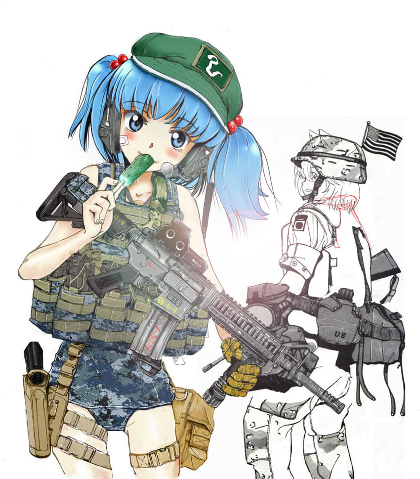 inubashiri momiji and kawashiro nitori (touhou) drawn by nakamura_3sou