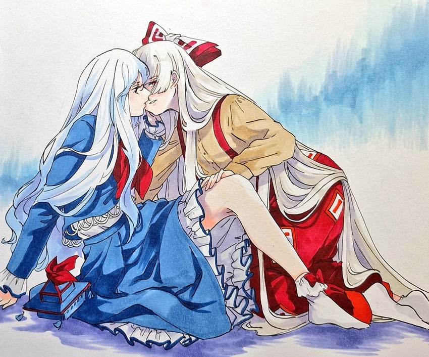 fujiwara no mokou and kamishirasawa keine (touhou) drawn by mokoiscat