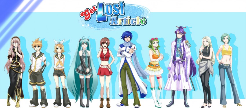hatsune miku, kagamine rin, kagamine len, megurine luka, kaito, and 5 more (vocaloid) drawn by youne