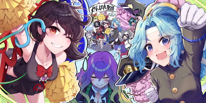 tatara kogasa, nazrin, hijiri byakuren, houjuu nue, toramaru shou, and 5 more (touhou and 2 more) drawn by ishikawa_sparerib