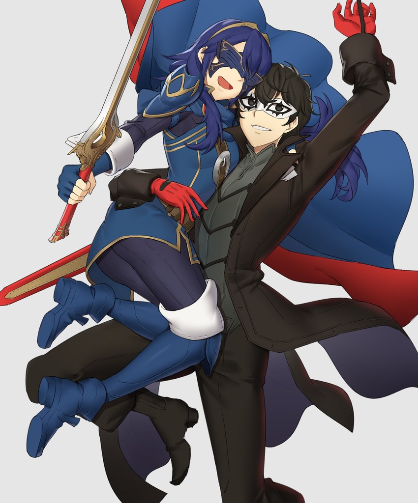 lucina, amamiya ren, and joker (fire emblem and 4 more) drawn by ebinku