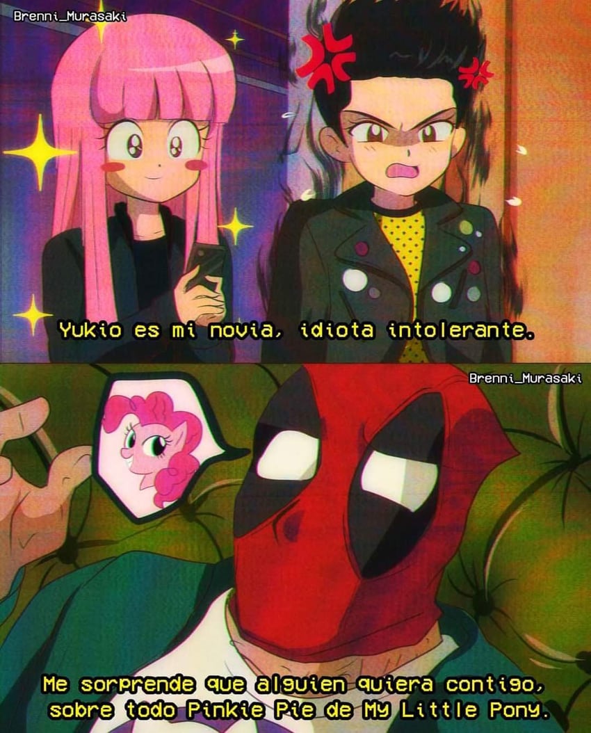 deadpool, pinkie pie, negasonic teenage warhead, and yukio (marvel and 6 more) drawn by brenni_murasaki