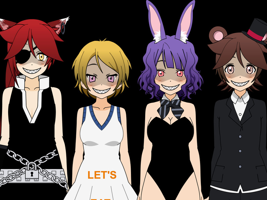 freddy fazbear, chica, bonnie, and foxy (five nights at freddy's)