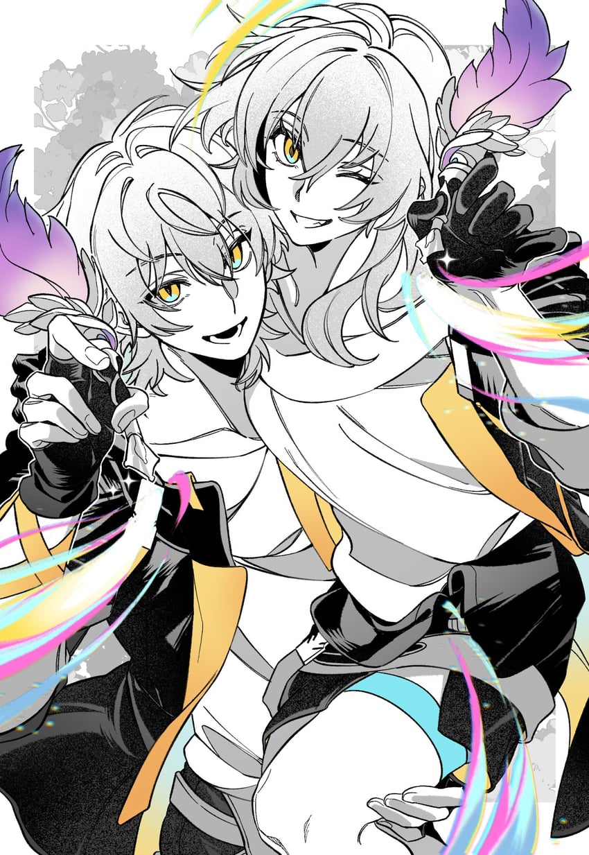 trailblazer, stelle, and caelus (honkai and 1 more) drawn by rongyuan_gulu