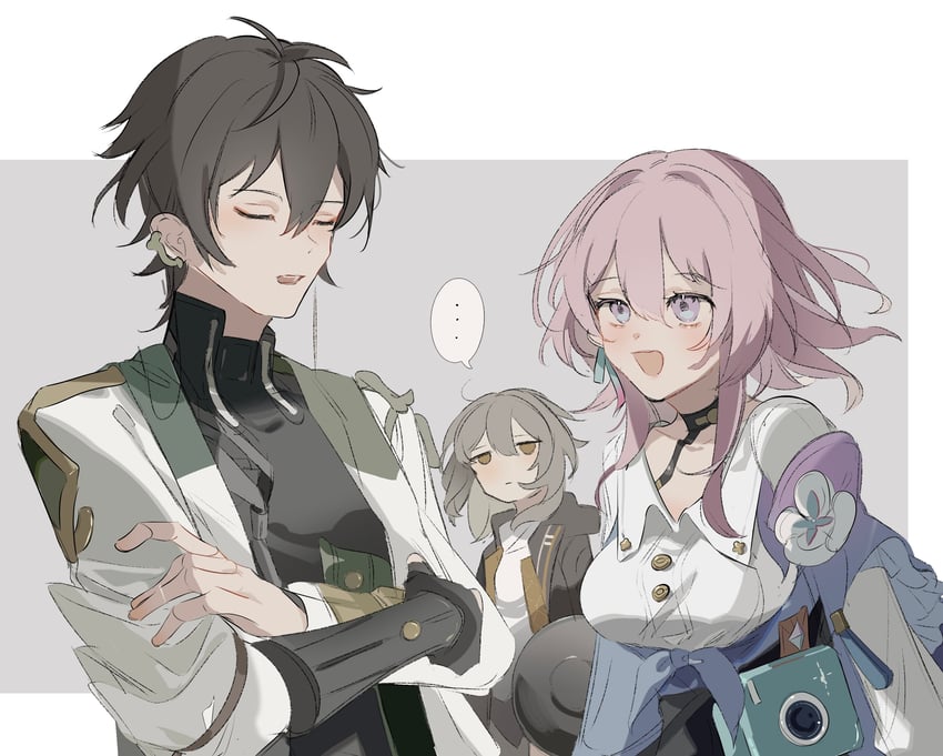 trailblazer, stelle, march 7th, and dan heng (honkai and 1 more) drawn by note_nii