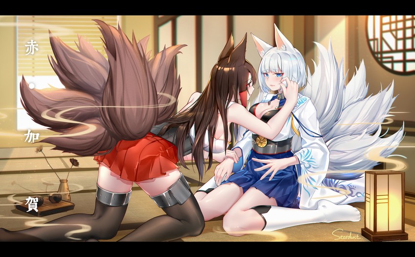 kaga and akagi (azur lane) drawn by stardust_(chen'ai_weiding)