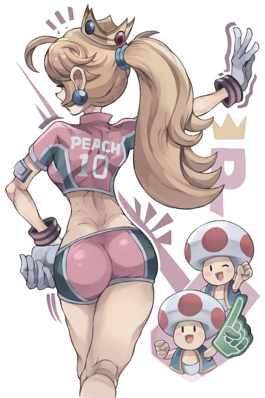 princess peach, toad, and striker peach (mario and 1 more) drawn by ando606mph