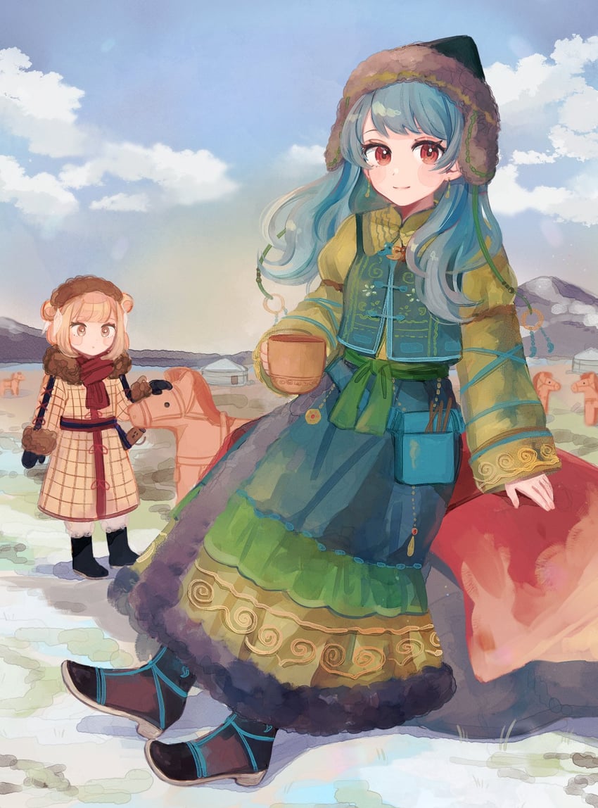 haniyasushin keiki and joutouguu mayumi (touhou) drawn by mozukuzu_(manukedori)