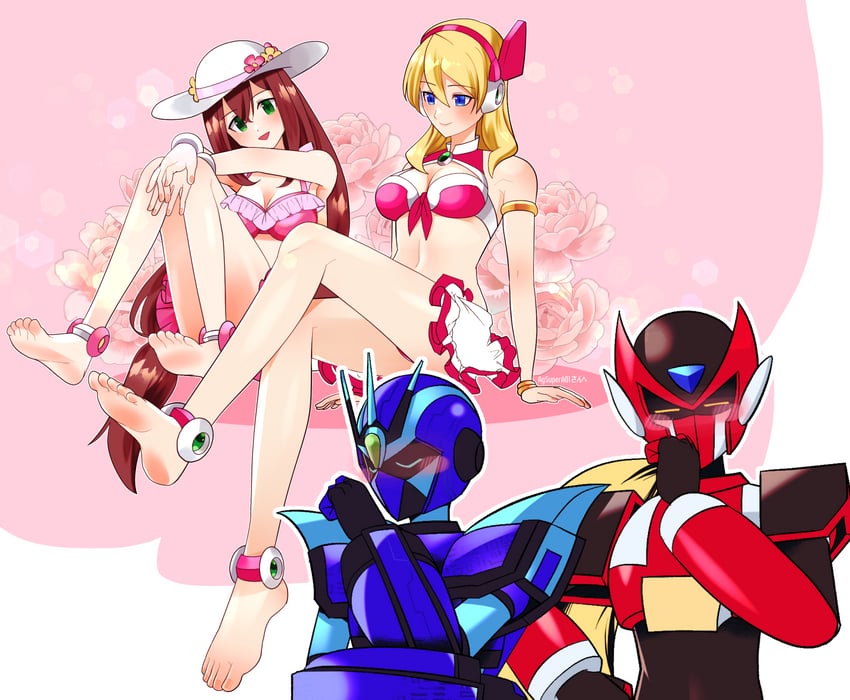 zero, x, iris, alia, ultimate armor x, and 1 more (mega man and 1 more) drawn by rikka_(user_hruv2435)