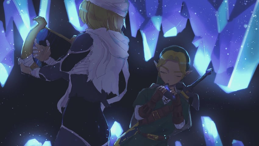 link and sheik (the legend of zelda and 1 more) drawn by yamori_(yamoooon21)