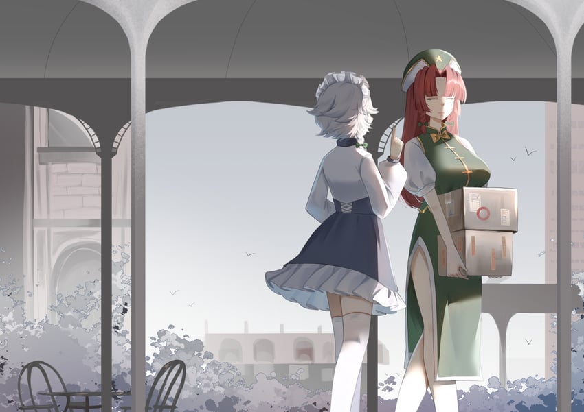 izayoi sakuya and hong meiling (touhou) drawn by no_noru