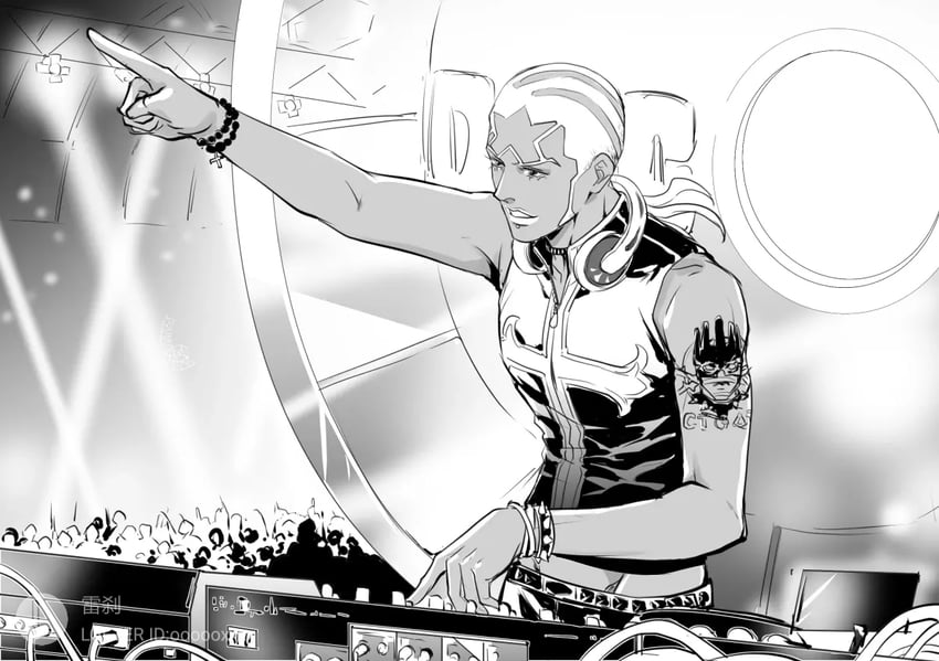 enrico pucci and whitesnake (jojo no kimyou na bouken and 1 more) drawn by xxun
