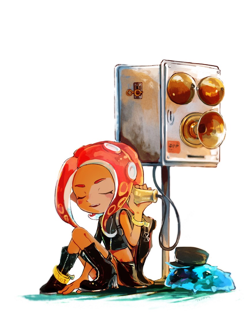 octoling player character, octoling girl, agent 8, c.q. cumber, and commander tartar (splatoon and 2 more) drawn by tona_bnkz