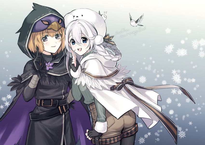 miura asahi and aoba chika (mahou shoujo madoka magica and 1 more) drawn by yukishiro_(hitsuji)