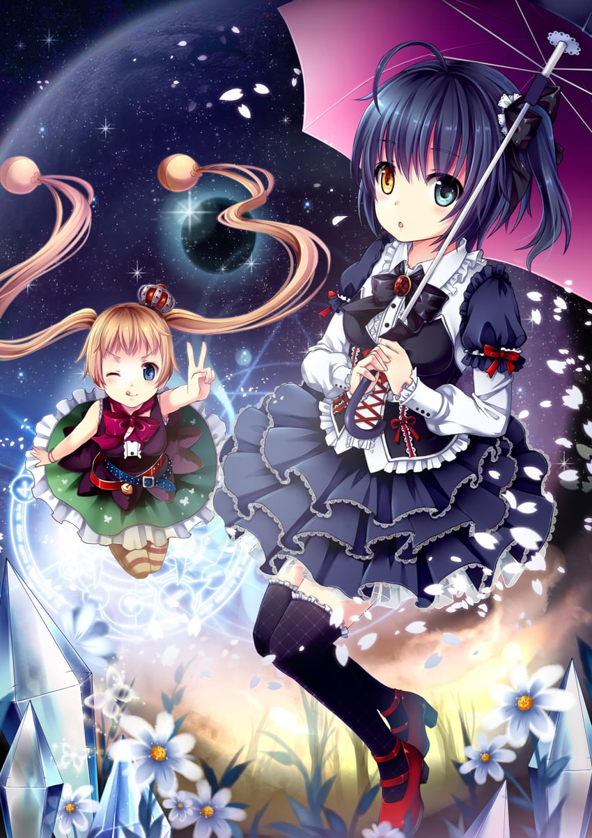 takanashi rikka and dekomori sanae (chuunibyou demo koi ga shitai!) drawn by gyaza