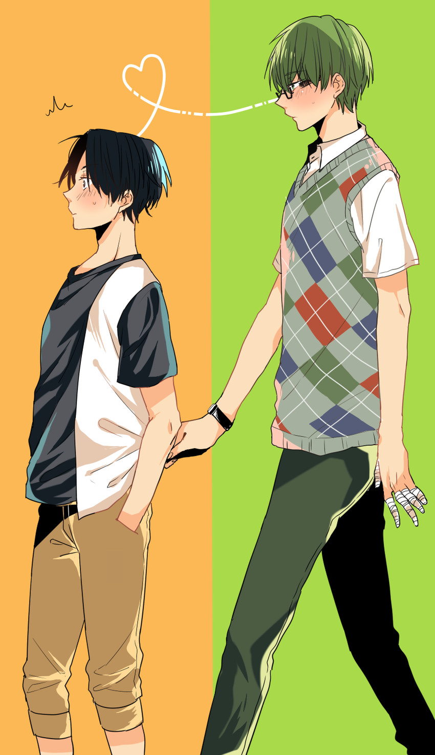midorima shintarou and takao kazunari (kuroko no basuke) drawn by momokuma_(bdwn33)