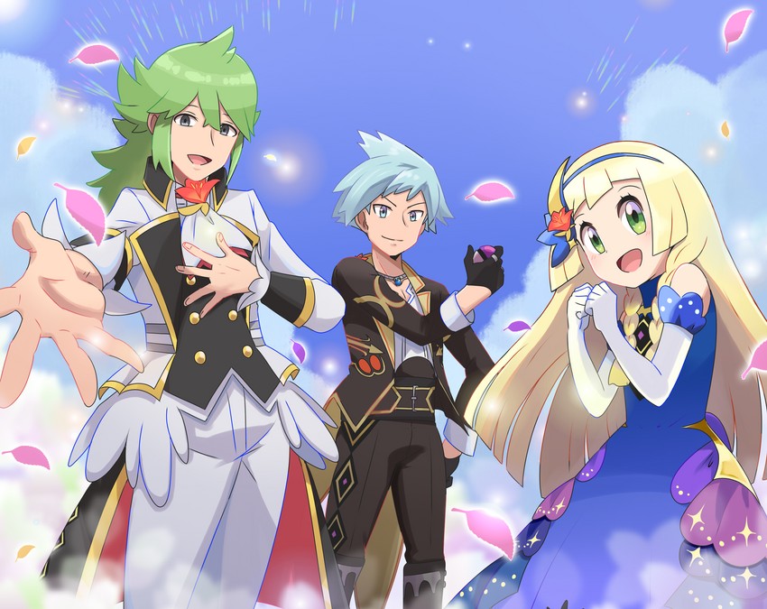 steven stone, lillie, and n (pokemon and 1 more) drawn by saon101