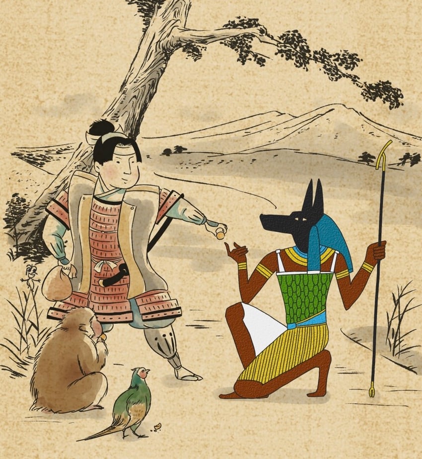 anubis and momotarou (egyptian mythology and 1 more) drawn by kei_roku