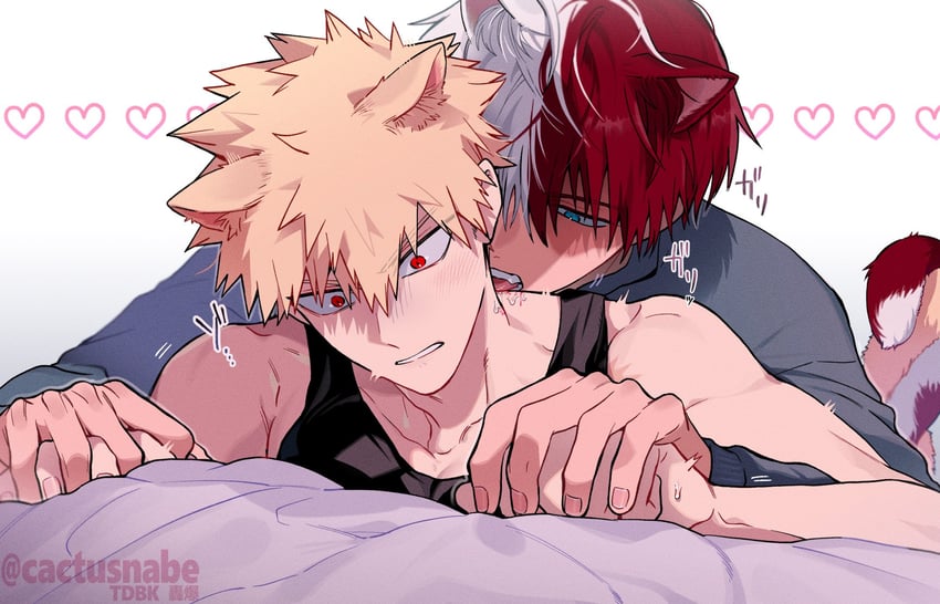 bakugou katsuki and todoroki shoto (boku no hero academia) drawn by cactusnabe