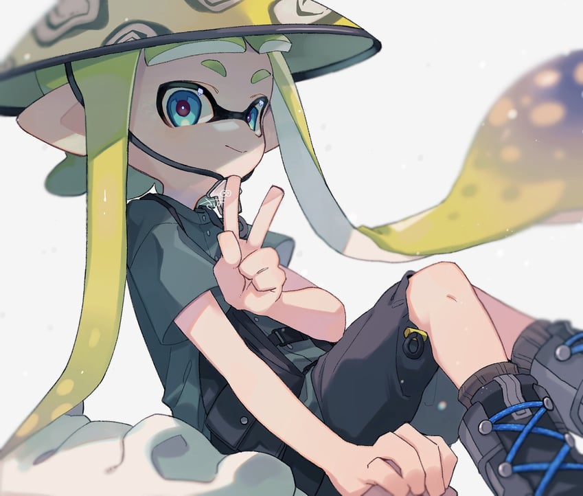 inkling player character and inkling girl (splatoon and 1 more) drawn by sabata_saba