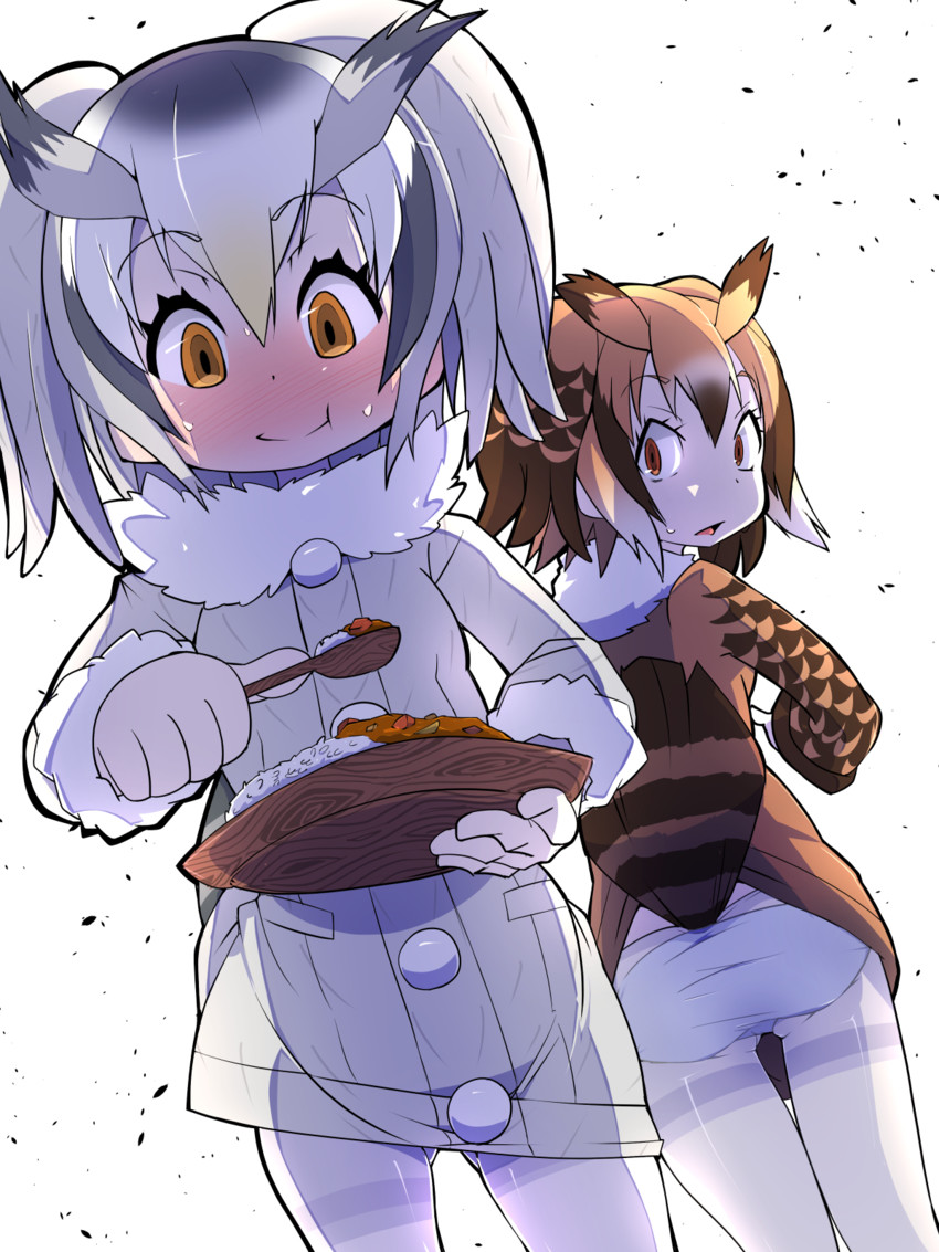 northern white-faced owl and eurasian eagle owl (kemono friends) drawn by moyachii