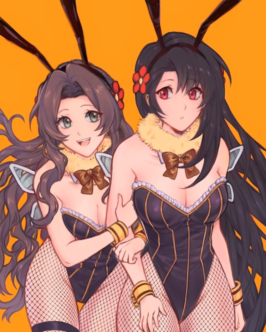 tifa lockhart and aerith gainsborough (final fantasy and 2 more) drawn by kivavis