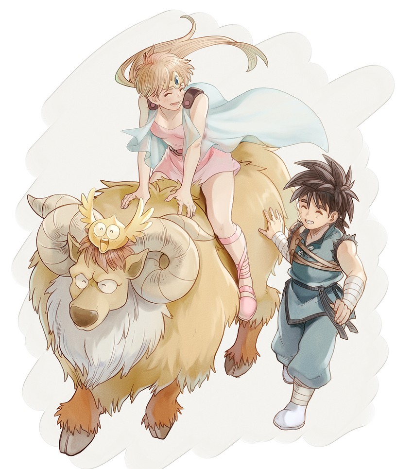 princess leona, dai, gome, and madox (dragon quest and 1 more) drawn by b-saku