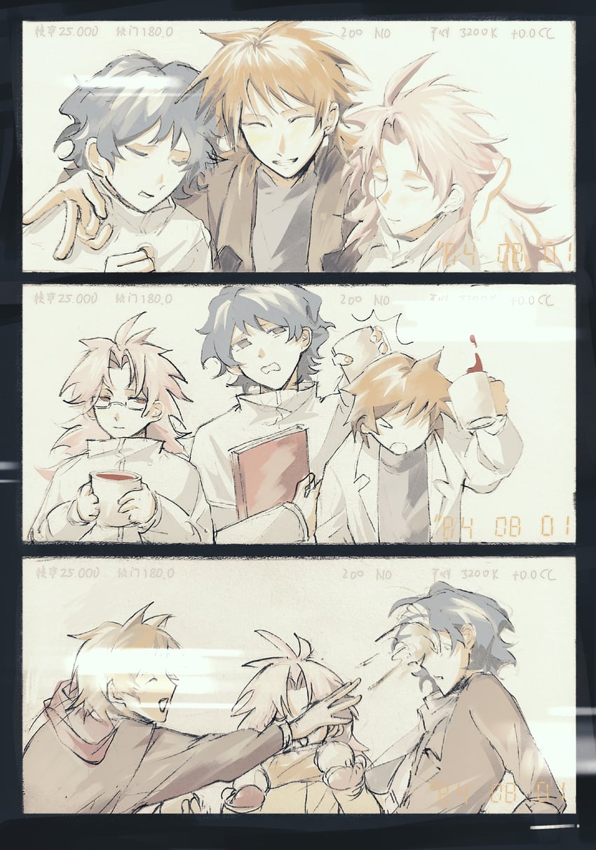 hatsutori hajime, utsugi noriyuki, and harada minoru (saibou shinkyoku) drawn by mutou_(wanniya88414)
