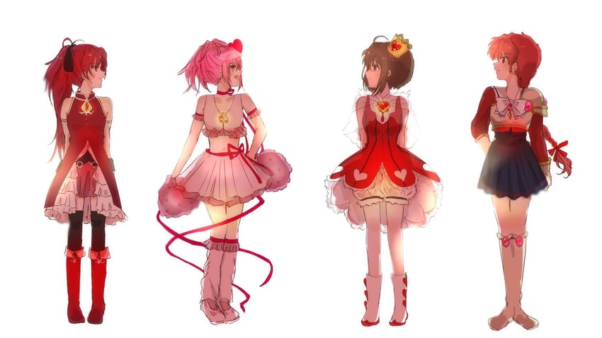 sakura kyoko, kinomoto sakura, hinamori amu, shidou hikaru, and amulet heart (mahou shoujo madoka magica and 4 more) drawn by hay_fev_12