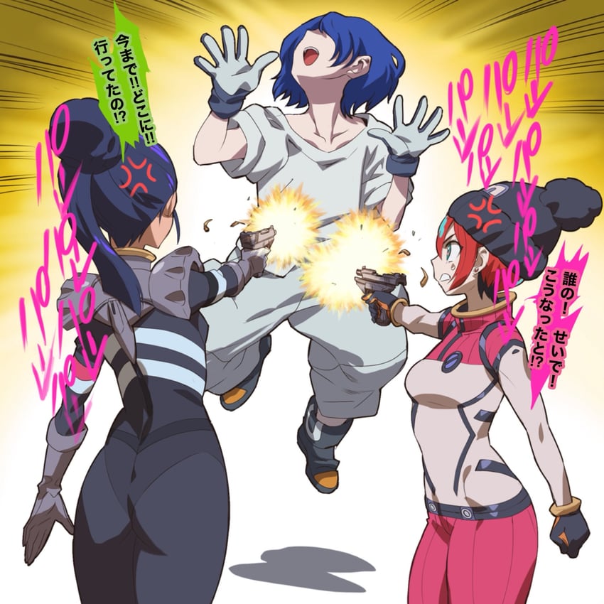 amate yuzuriha, shuji ito, and nyaan (gundam and 1 more) drawn by keuma
