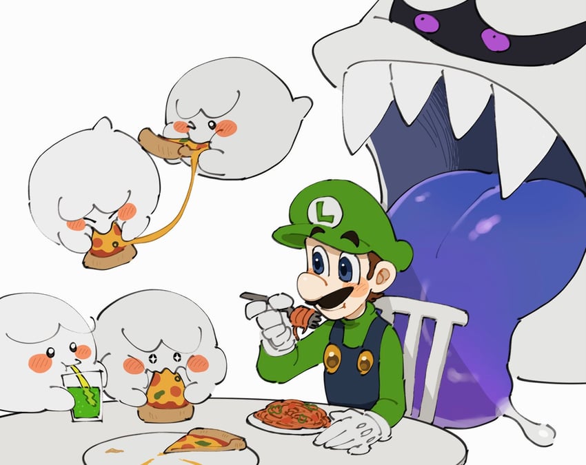 luigi, boo, and king boo (mario and 1 more) drawn by mimimi_(mimimim9999)